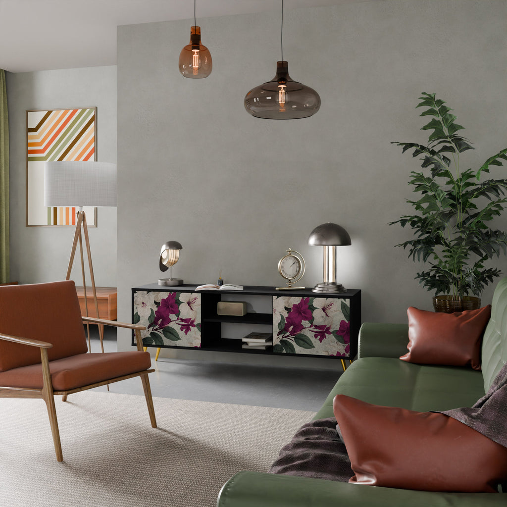 FLOWERET DREAM Móvel de TV com 2 Portas em Acabamento Preto