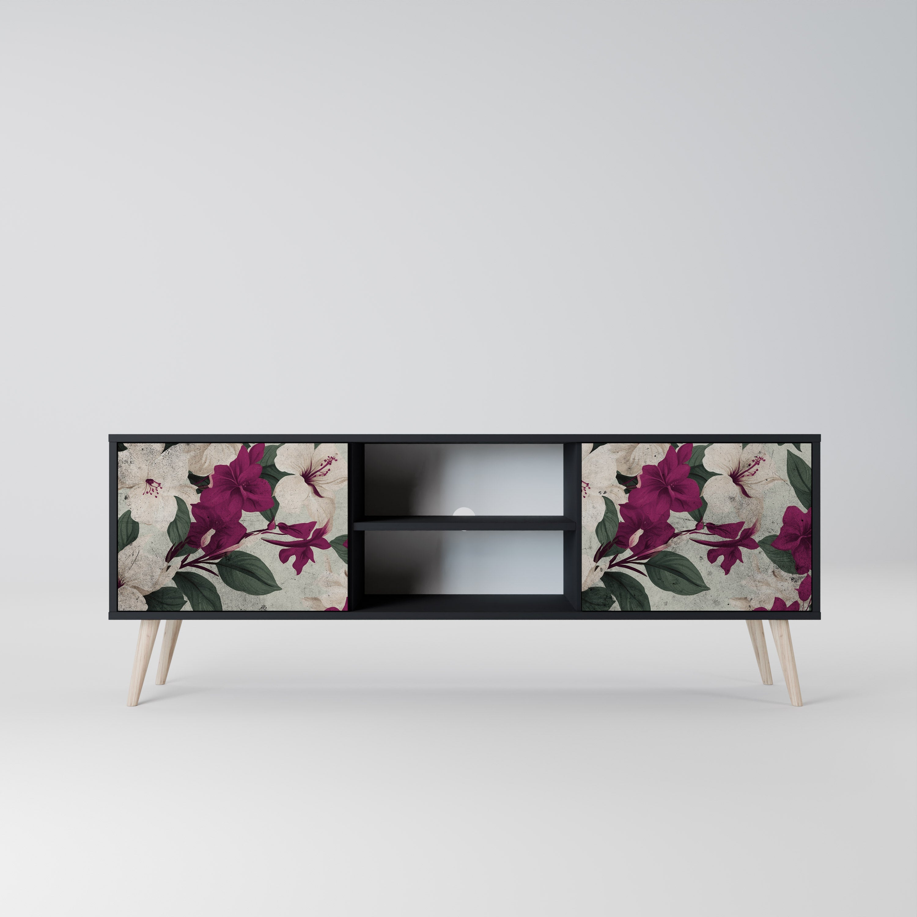 FLOWERET DREAM Móvel de TV com 2 Portas em Acabamento Preto