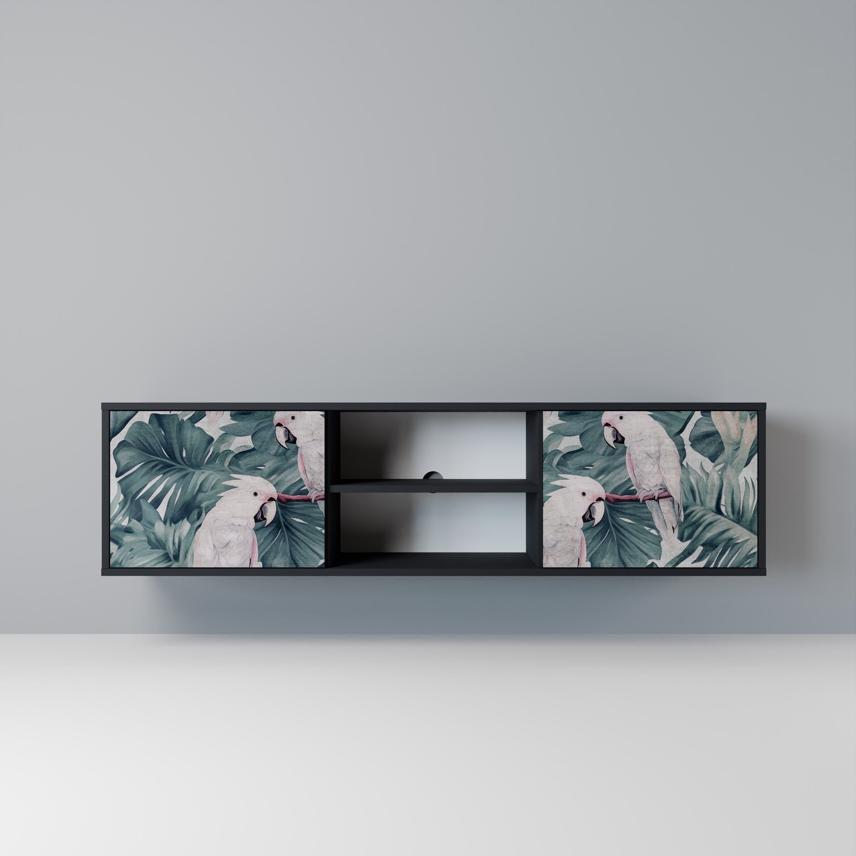 POPINJAY LOOK Móvel de TV com 2 Portas em Acabamento Preto