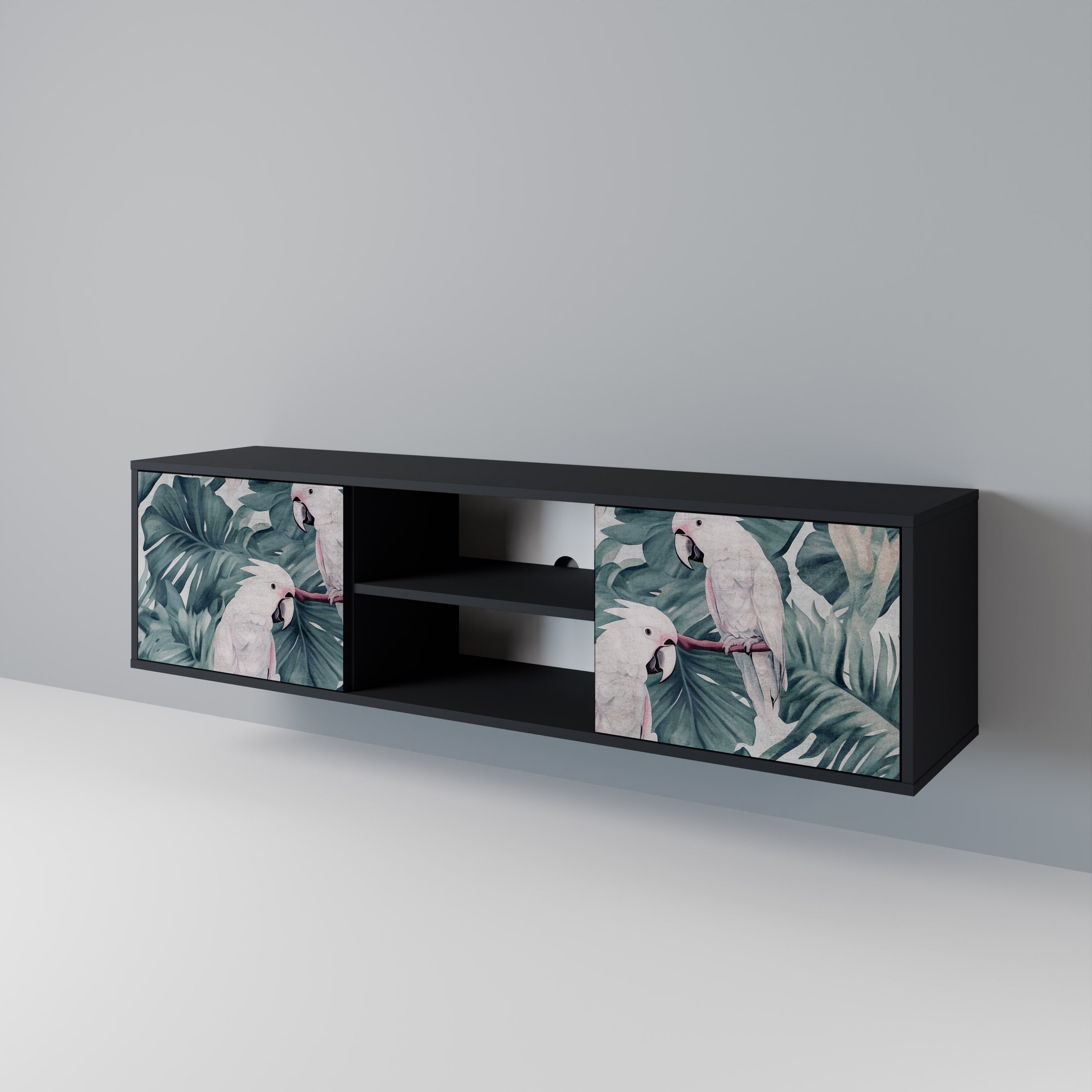 POPINJAY LOOK Móvel de TV com 2 Portas em Acabamento Preto