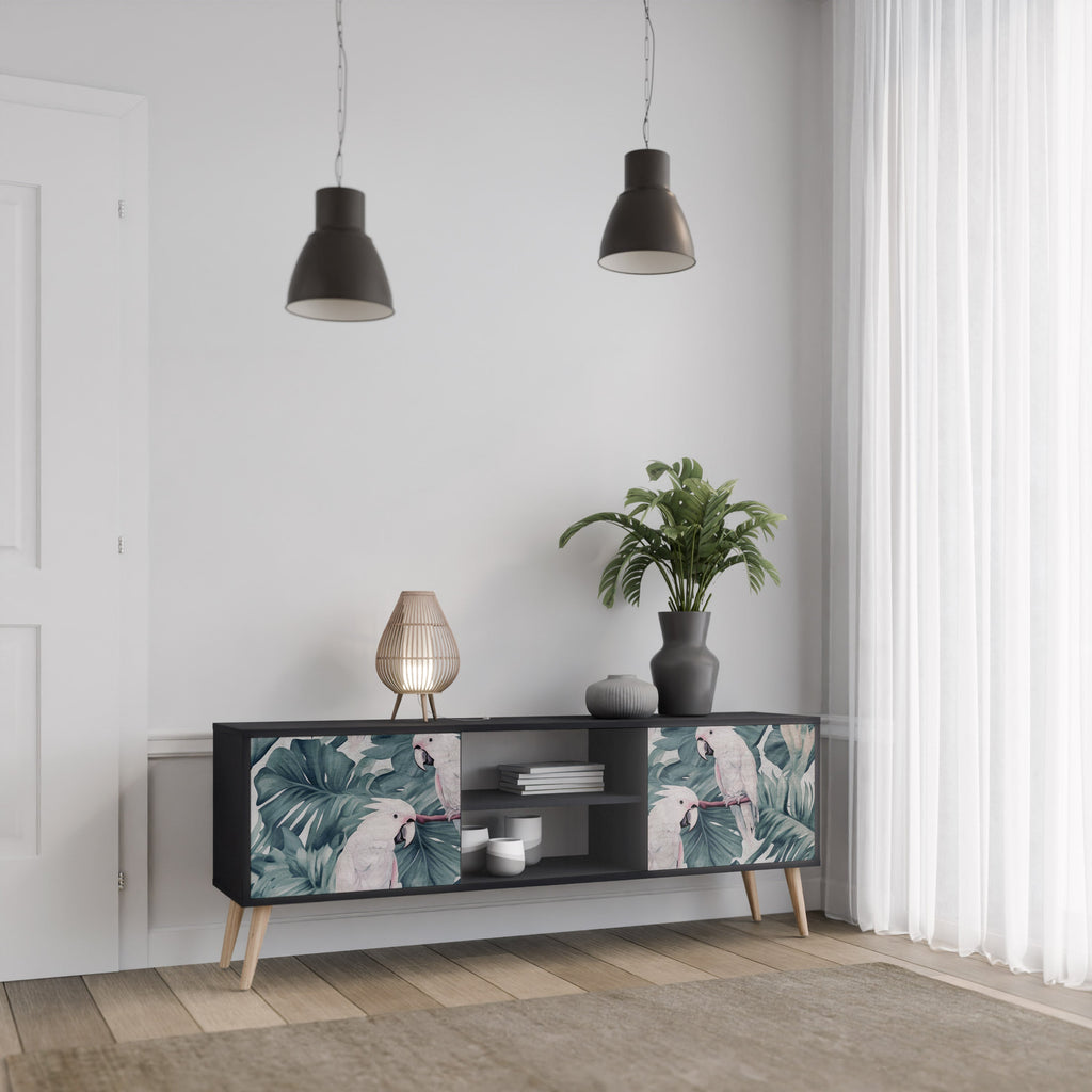 POPINJAY LOOK Móvel de TV com 2 Portas em Acabamento Preto