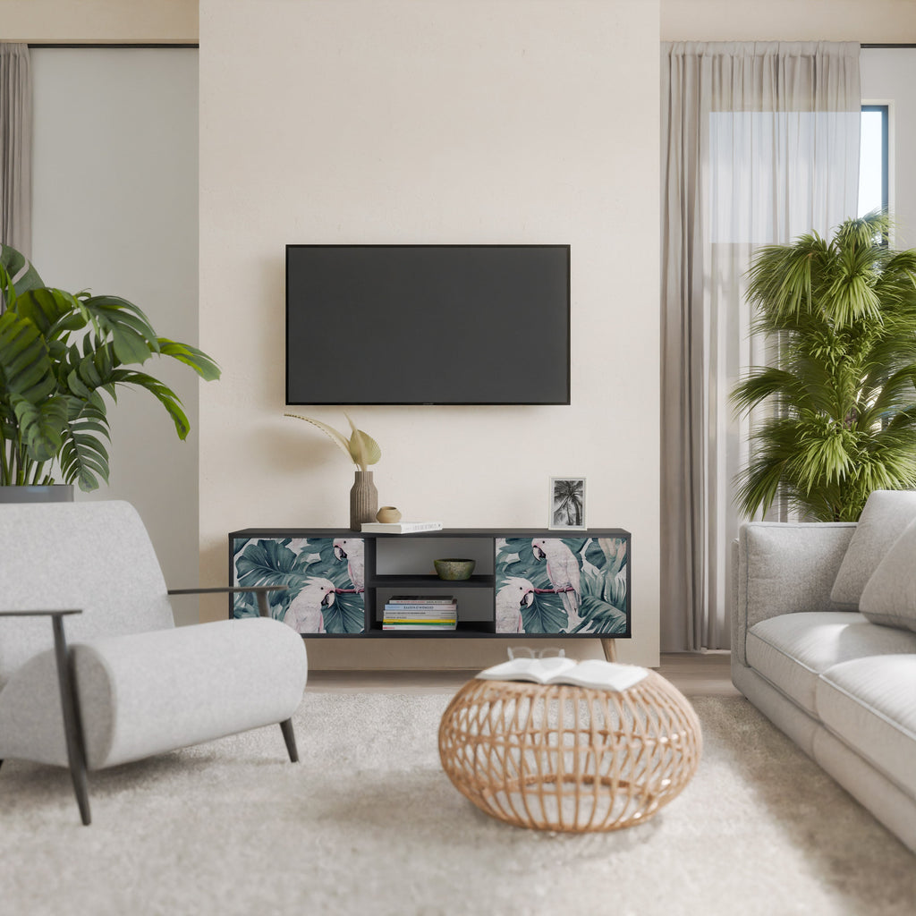 POPINJAY LOOK Móvel de TV com 2 Portas em Acabamento Preto