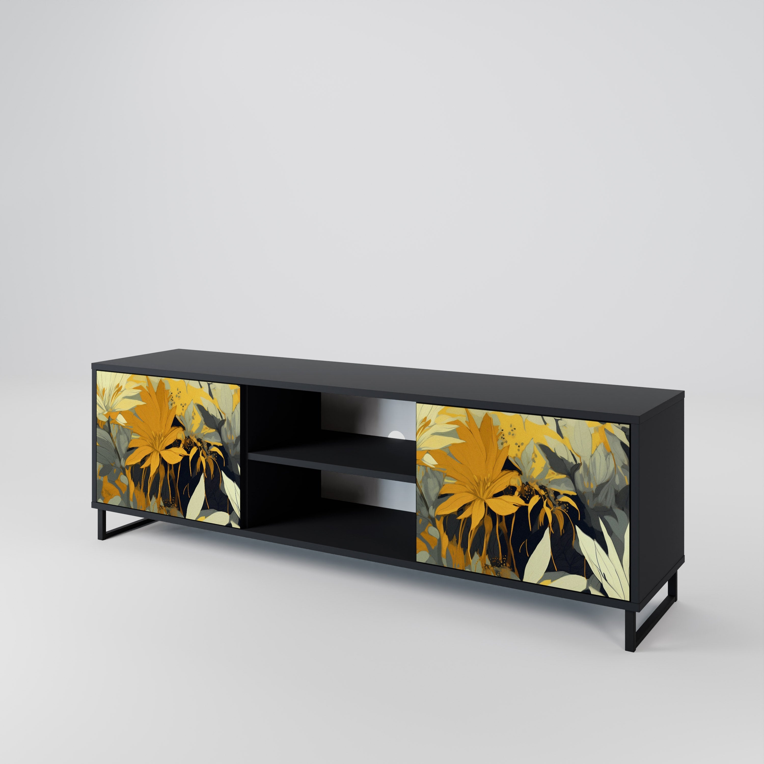 SUNKISSED LILY 2-Door TV Stand in Black Finish