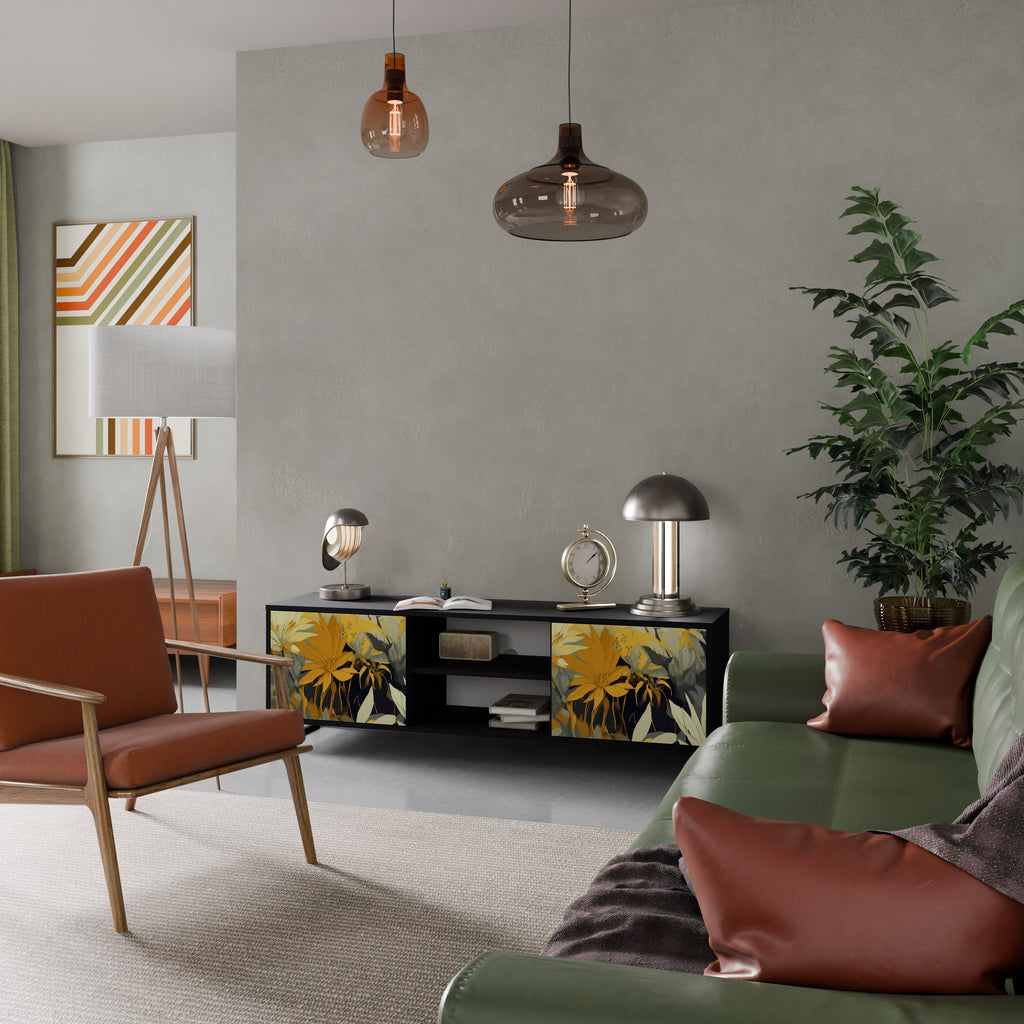 SUNKISSED LILY 2-Door TV Stand in Black Finish