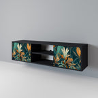 FLORAL SERENITY Móvel de TV com 2 Portas em Acabamento Preto