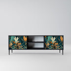 FLORAL SERENITY Móvel de TV com 2 Portas em Acabamento Preto