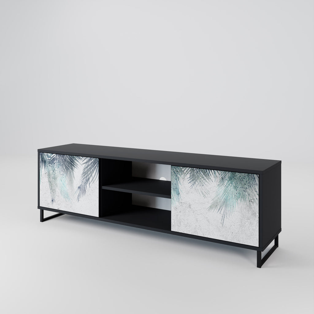 PALM VEIL 2-Door TV Stand in Black Finish