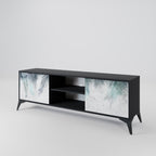 PALM VEIL 2-Door TV Stand in Black Finish