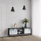 PALM VEIL 2-Door TV Stand in Black Finish