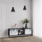 PALM VEIL 2-Door TV Stand in Black Finish