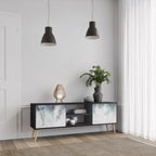 PALM VEIL 2-Door TV Stand in Black Finish