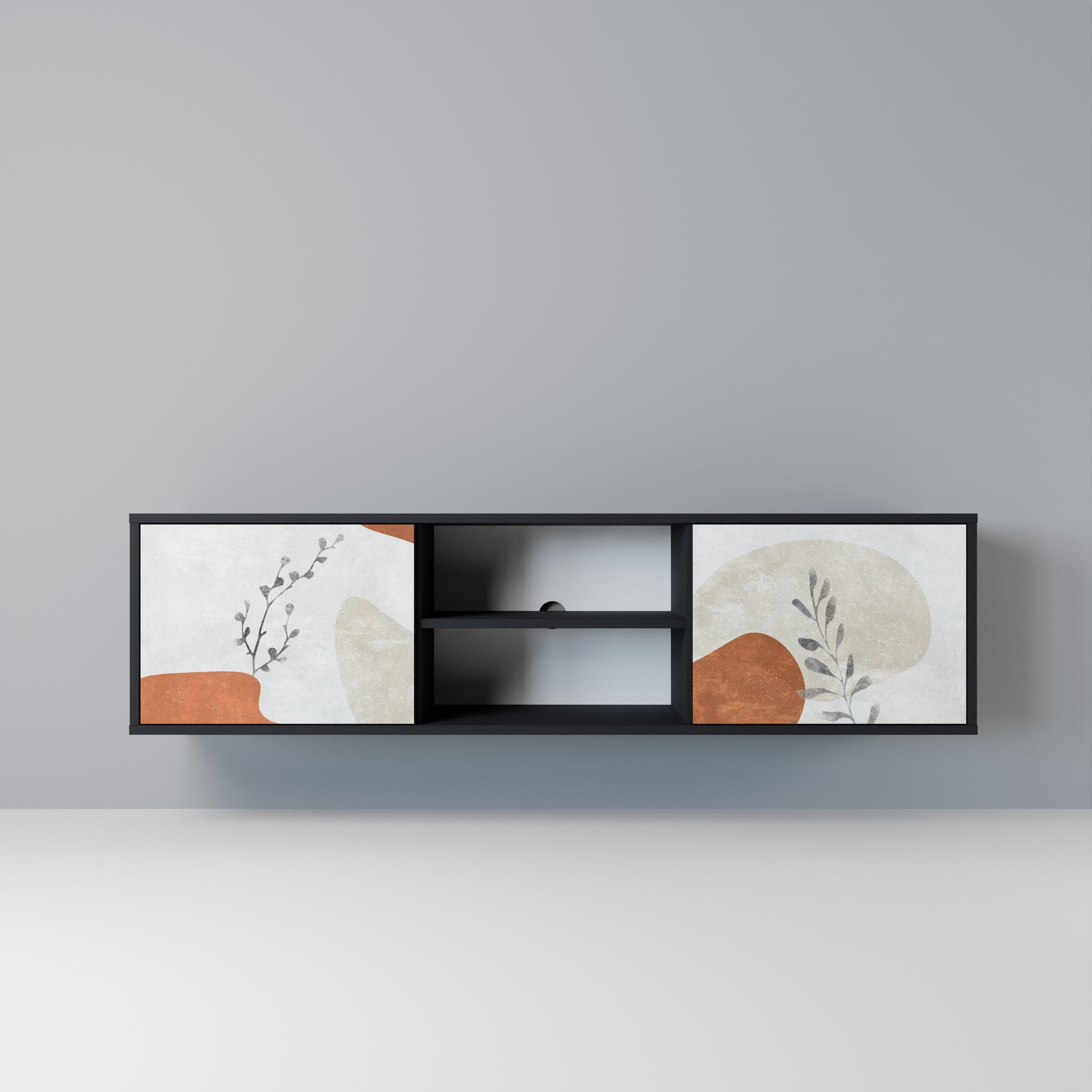 TRANQUIL TWIG Móvel de TV com 2 Portas em Acabamento Preto