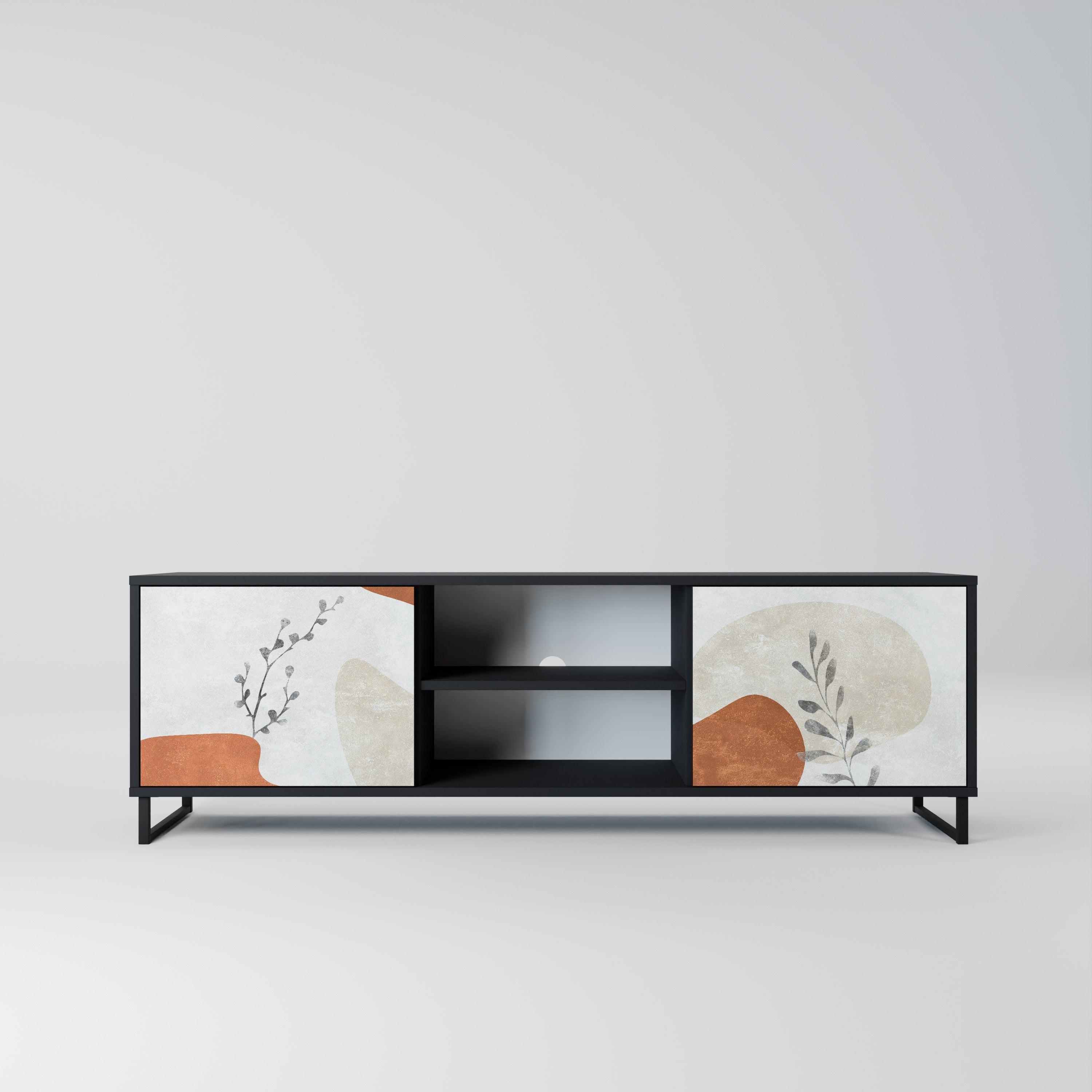 TRANQUIL TWIG Móvel de TV com 2 Portas em Acabamento Preto