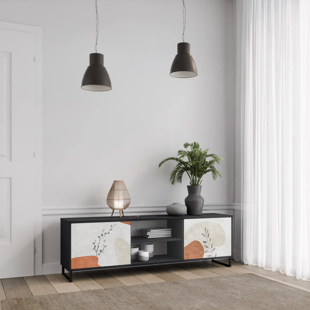 TRANQUIL TWIG Móvel de TV com 2 Portas em Acabamento Preto