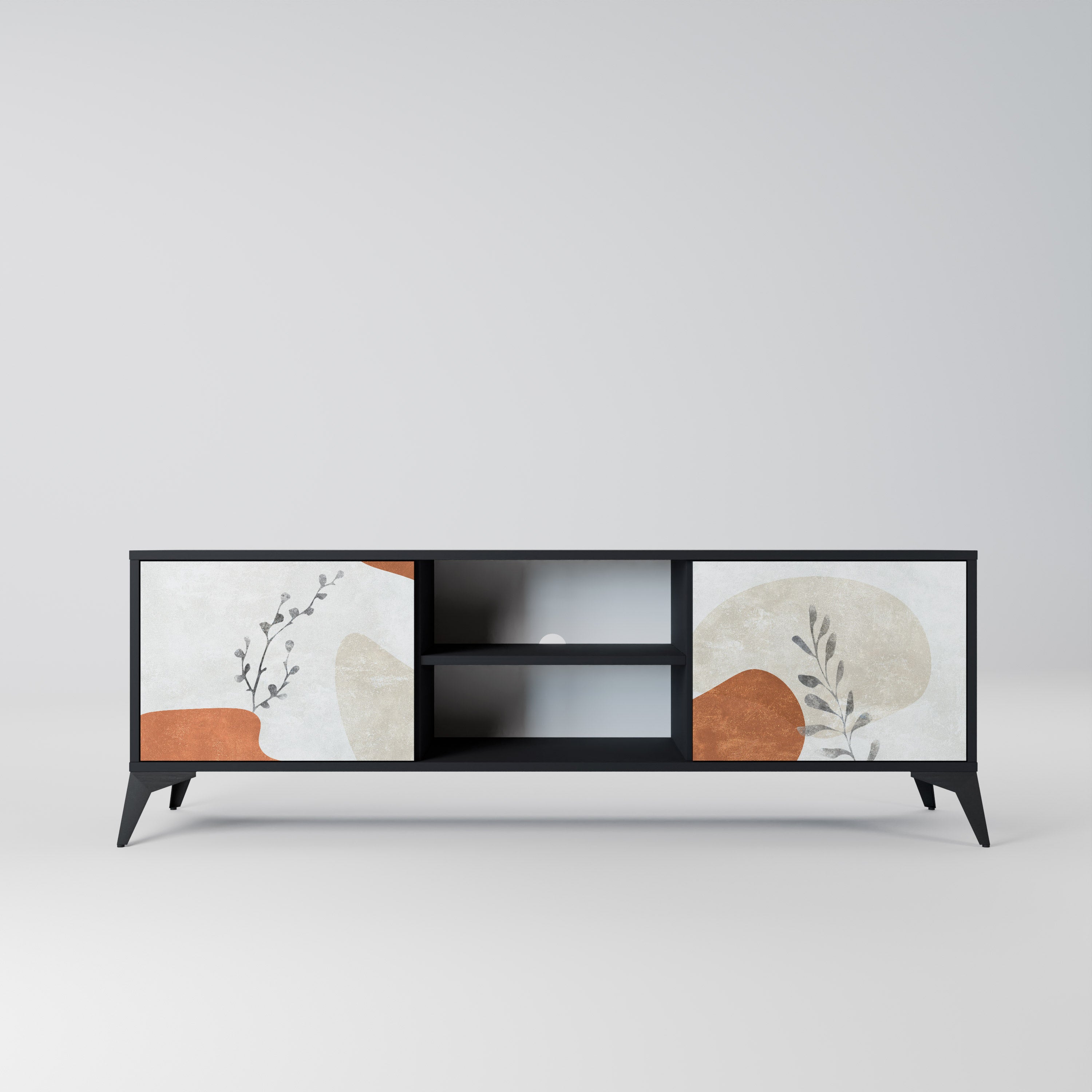 TRANQUIL TWIG Móvel de TV com 2 Portas em Acabamento Preto