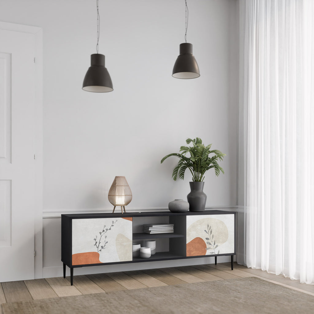 TRANQUIL TWIG Móvel de TV com 2 Portas em Acabamento Preto