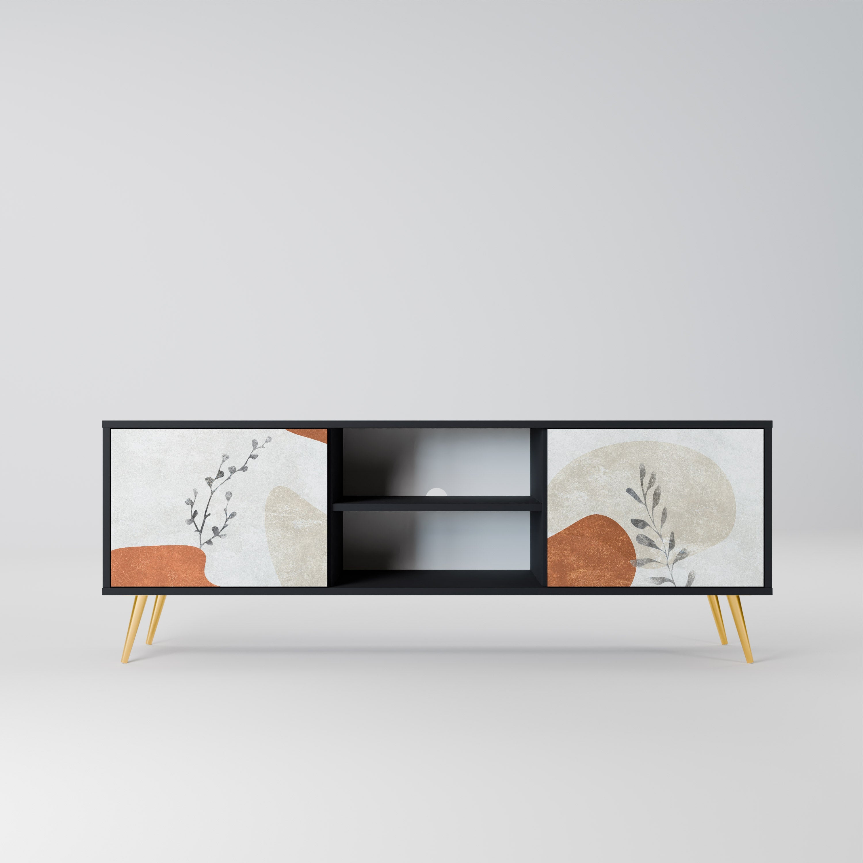 TRANQUIL TWIG Móvel de TV com 2 Portas em Acabamento Preto