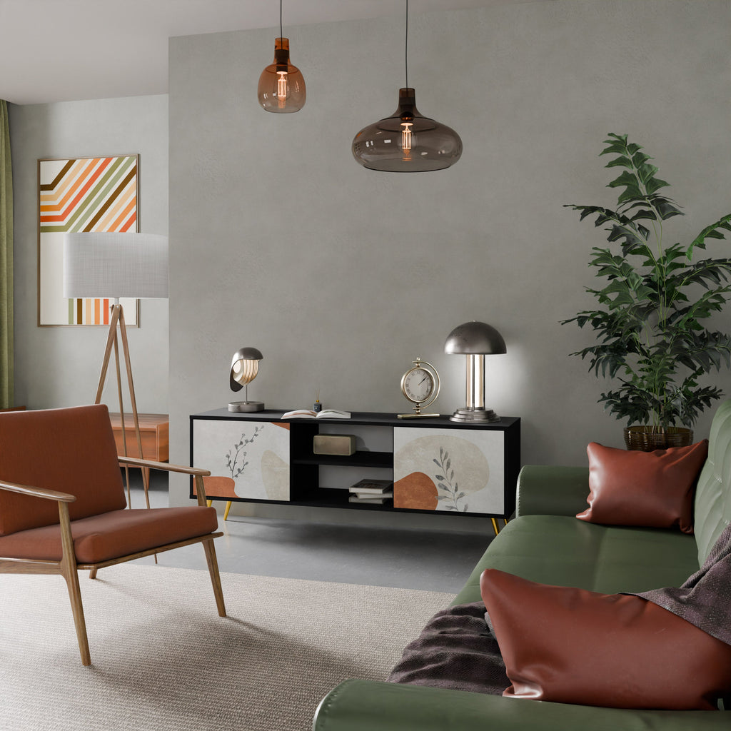 TRANQUIL TWIG Móvel de TV com 2 Portas em Acabamento Preto