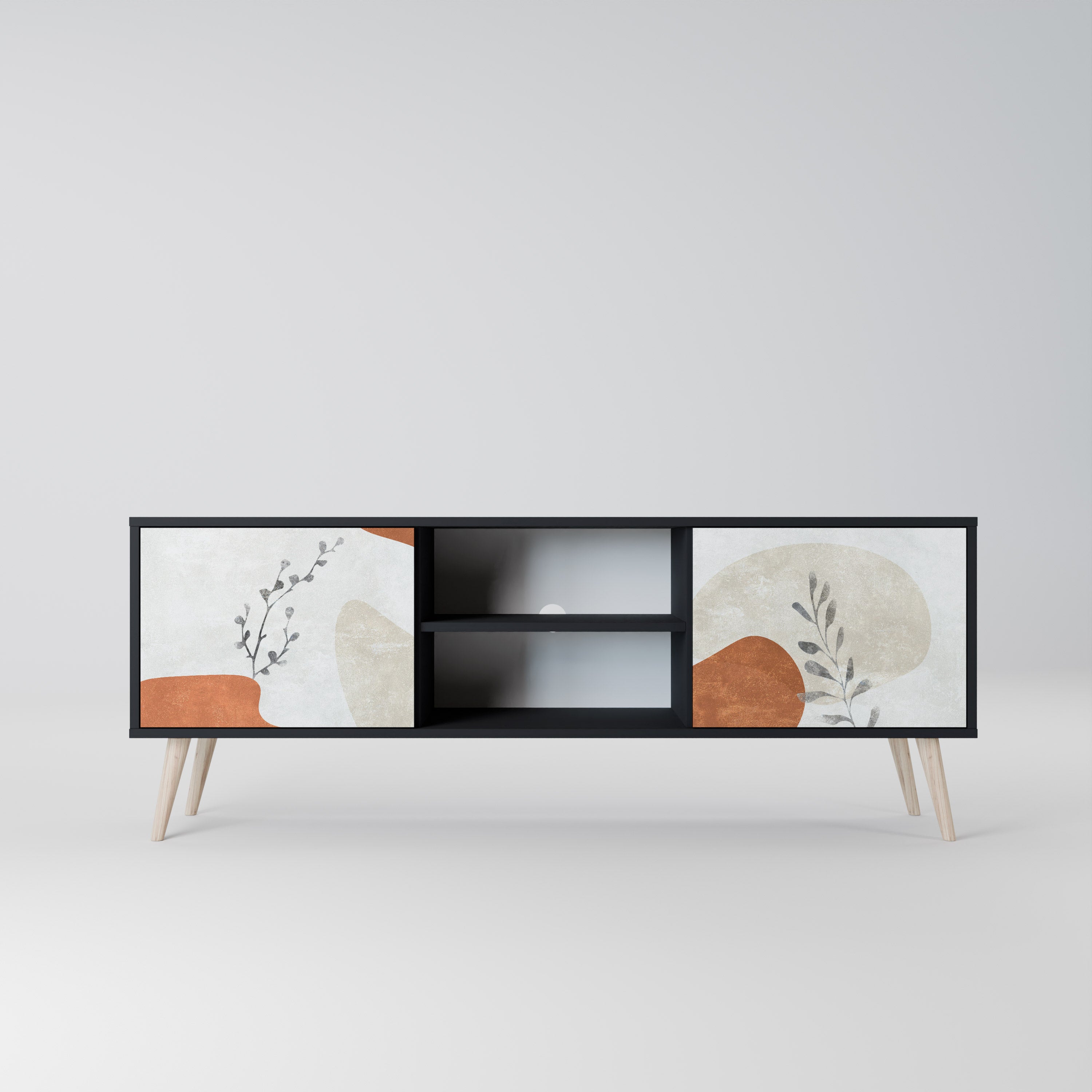 TRANQUIL TWIG Móvel de TV com 2 Portas em Acabamento Preto