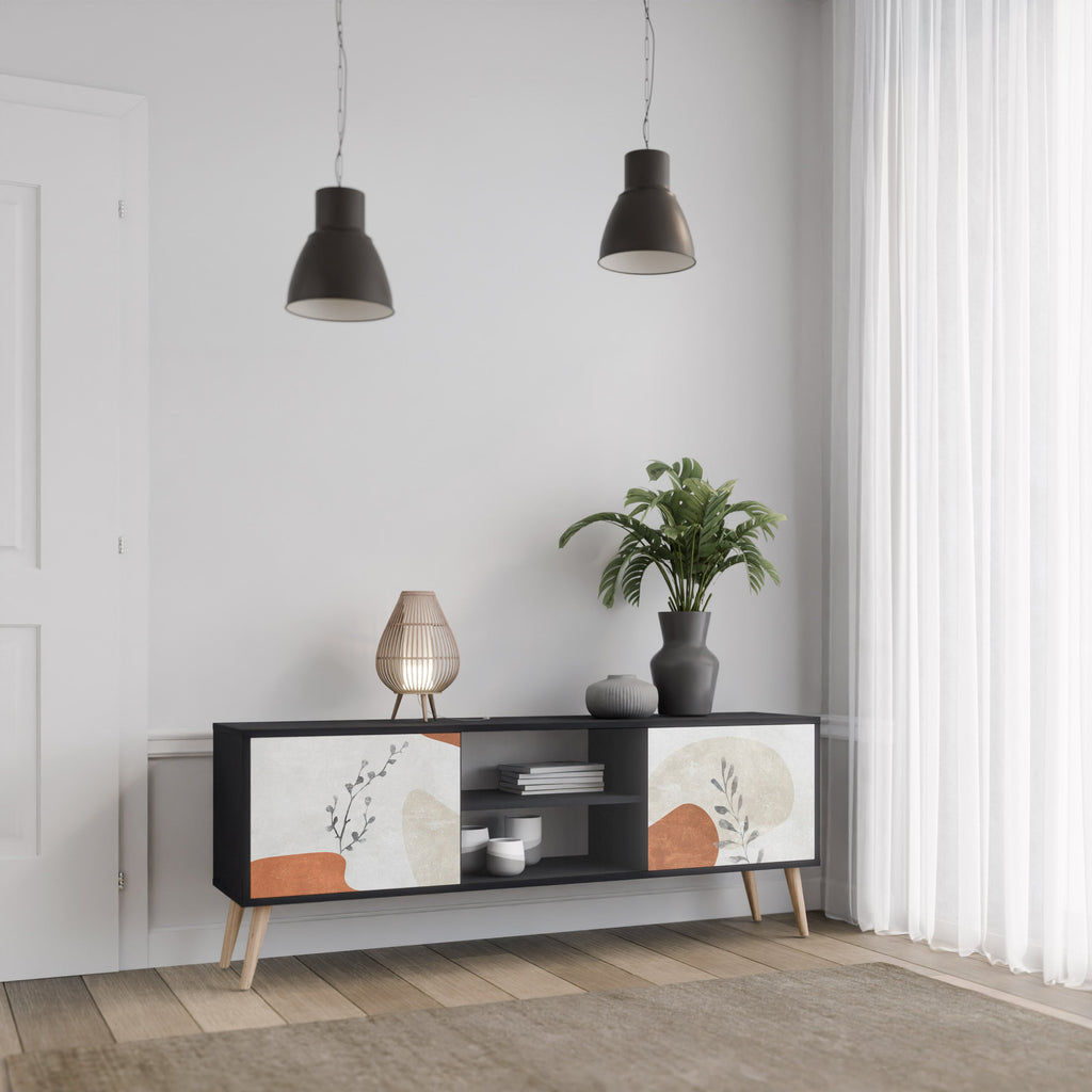 TRANQUIL TWIG Móvel de TV com 2 Portas em Acabamento Preto