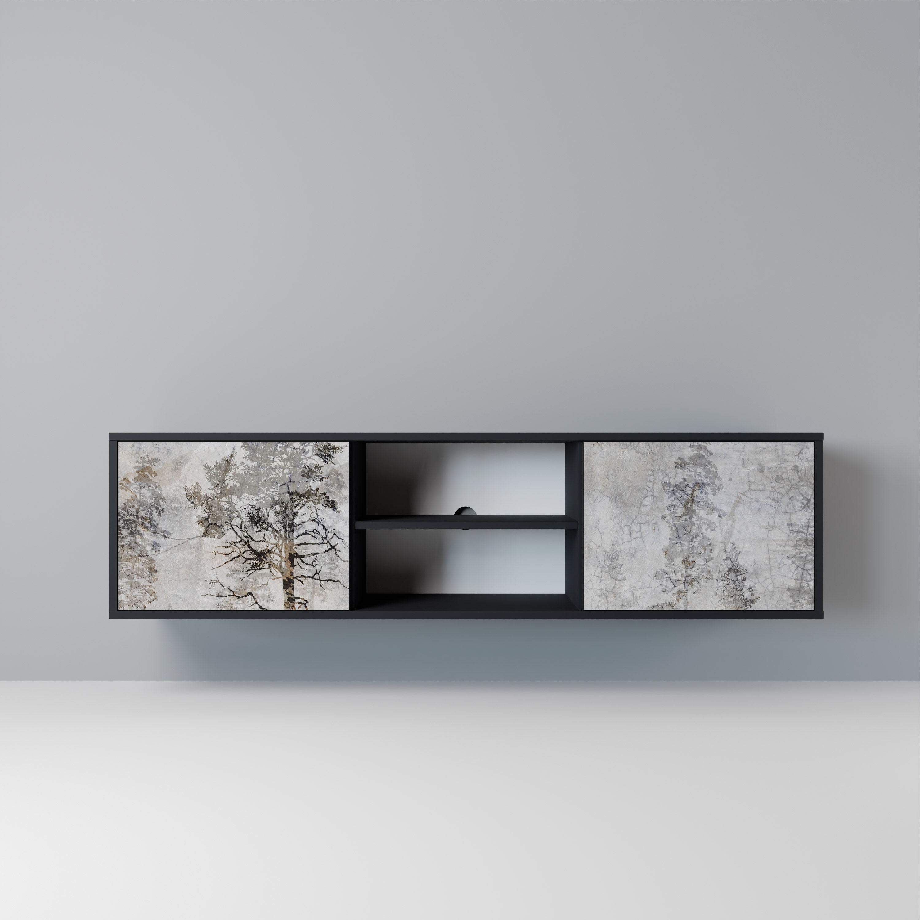 FADE IN THE TREES Móvel de TV com 2 Portas em Acabamento Preto