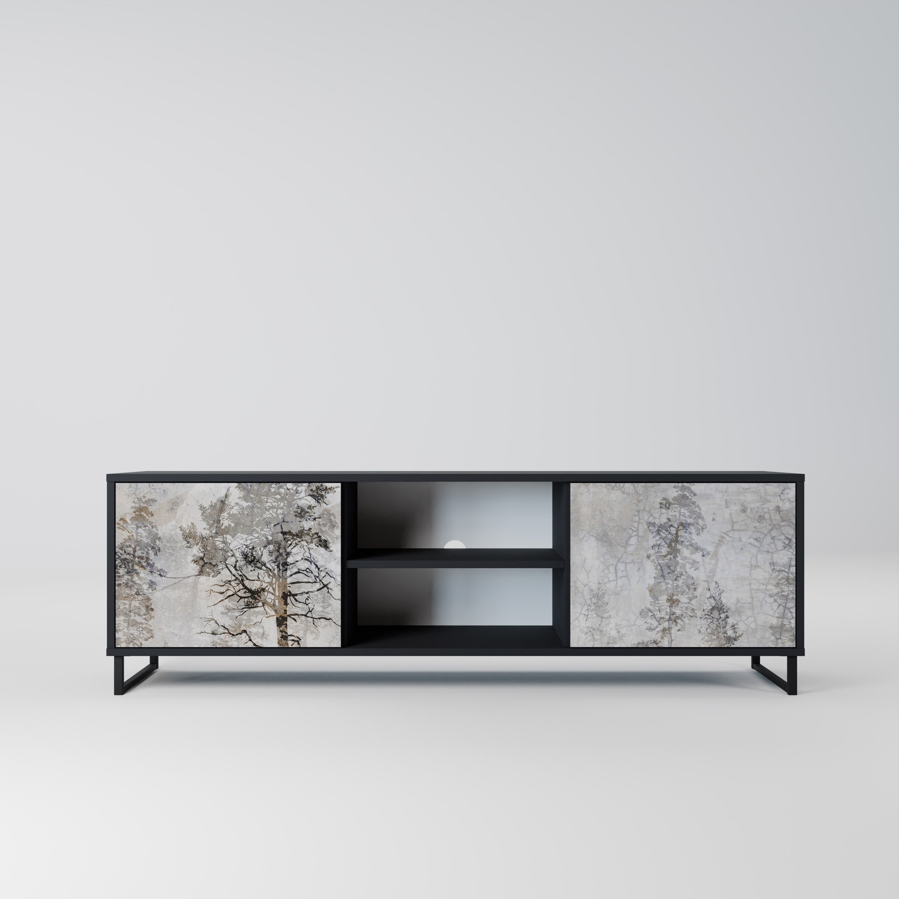 FADE IN THE TREES Móvel de TV com 2 Portas em Acabamento Preto