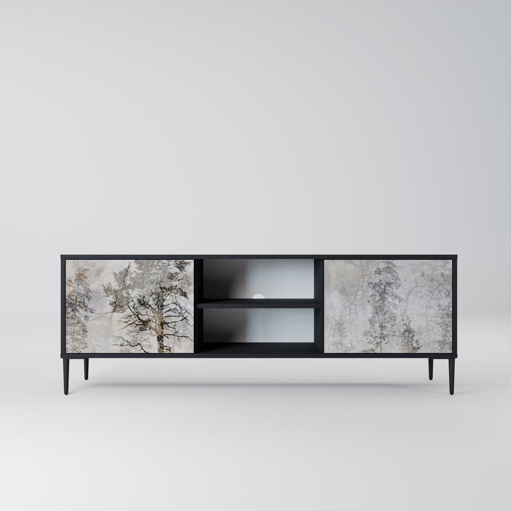 FADE IN THE TREES Móvel de TV com 2 Portas em Acabamento Preto