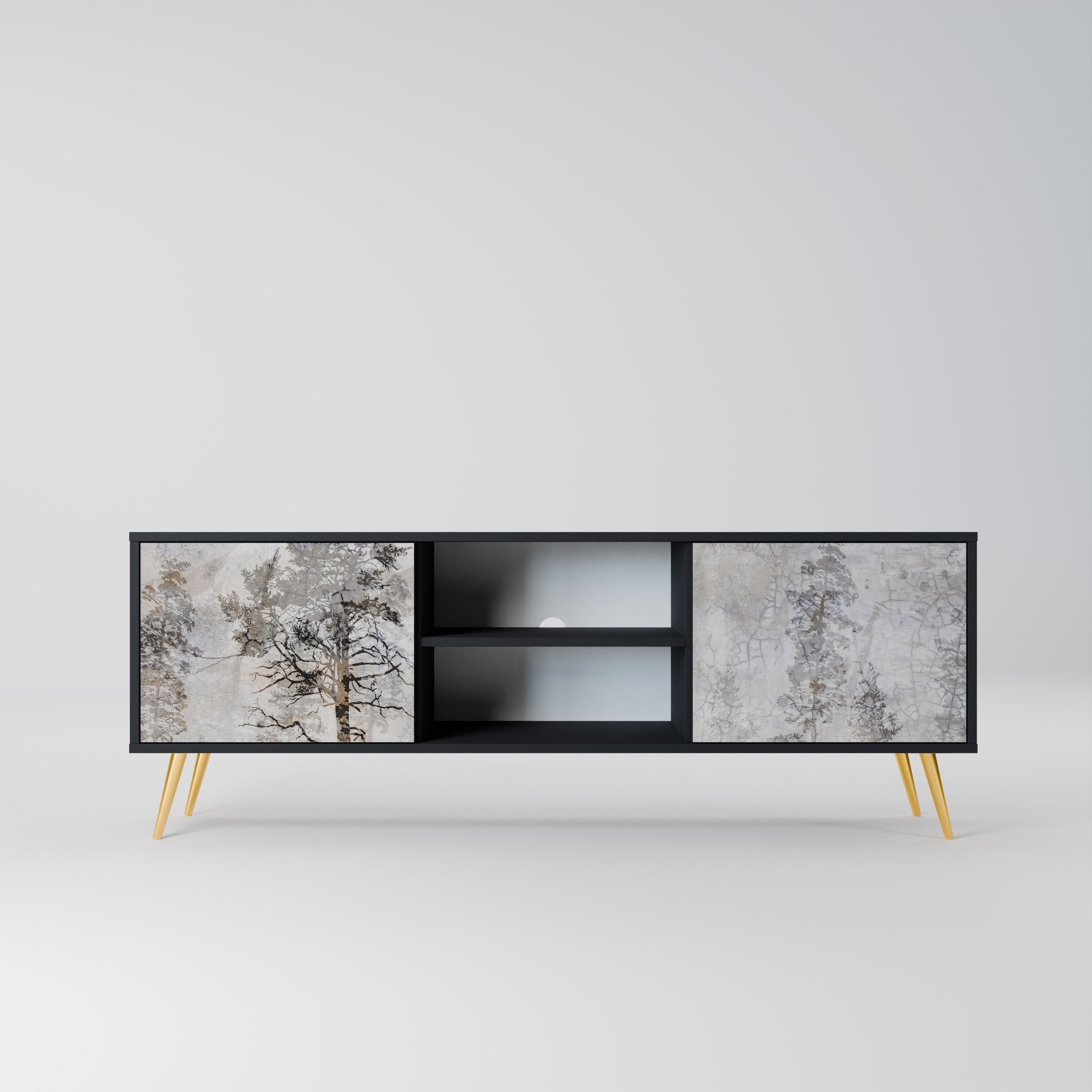 FADE IN THE TREES Móvel de TV com 2 Portas em Acabamento Preto
