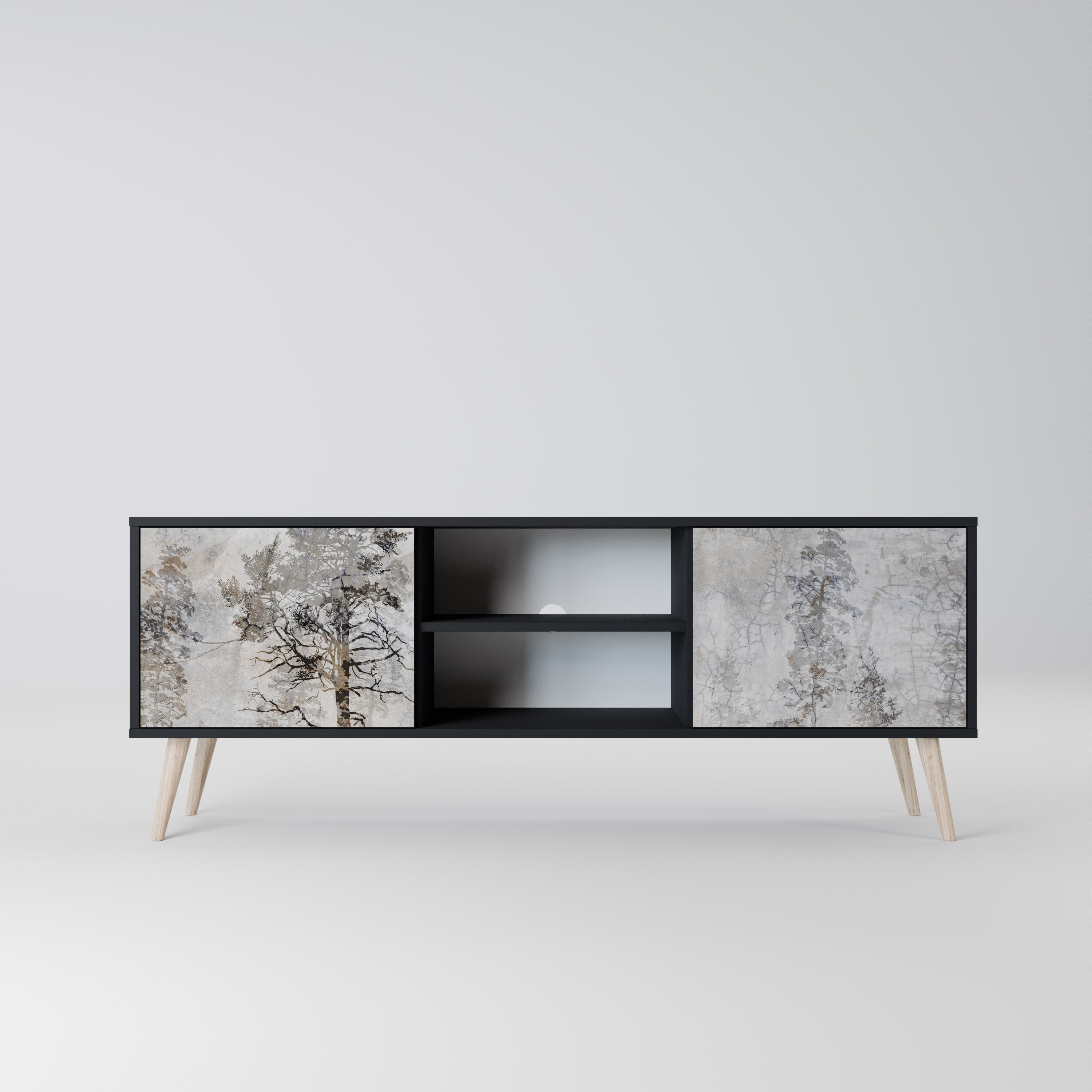 FADE IN THE TREES Móvel de TV com 2 Portas em Acabamento Preto