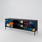 MIDNIGHT BLOSSOM 2-Door TV Stand in Black Finish