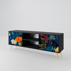 MIDNIGHT BLOSSOM 2-Door TV Stand in Black Finish