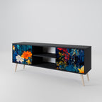 MIDNIGHT BLOSSOM 2-Door TV Stand in Black Finish