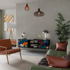 MIDNIGHT BLOSSOM 2-Door TV Stand in Black Finish