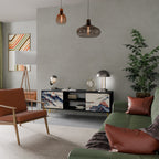 JAPANESE LANDSCAPE Móvel de TV com 2 Portas em Acabamento Preto