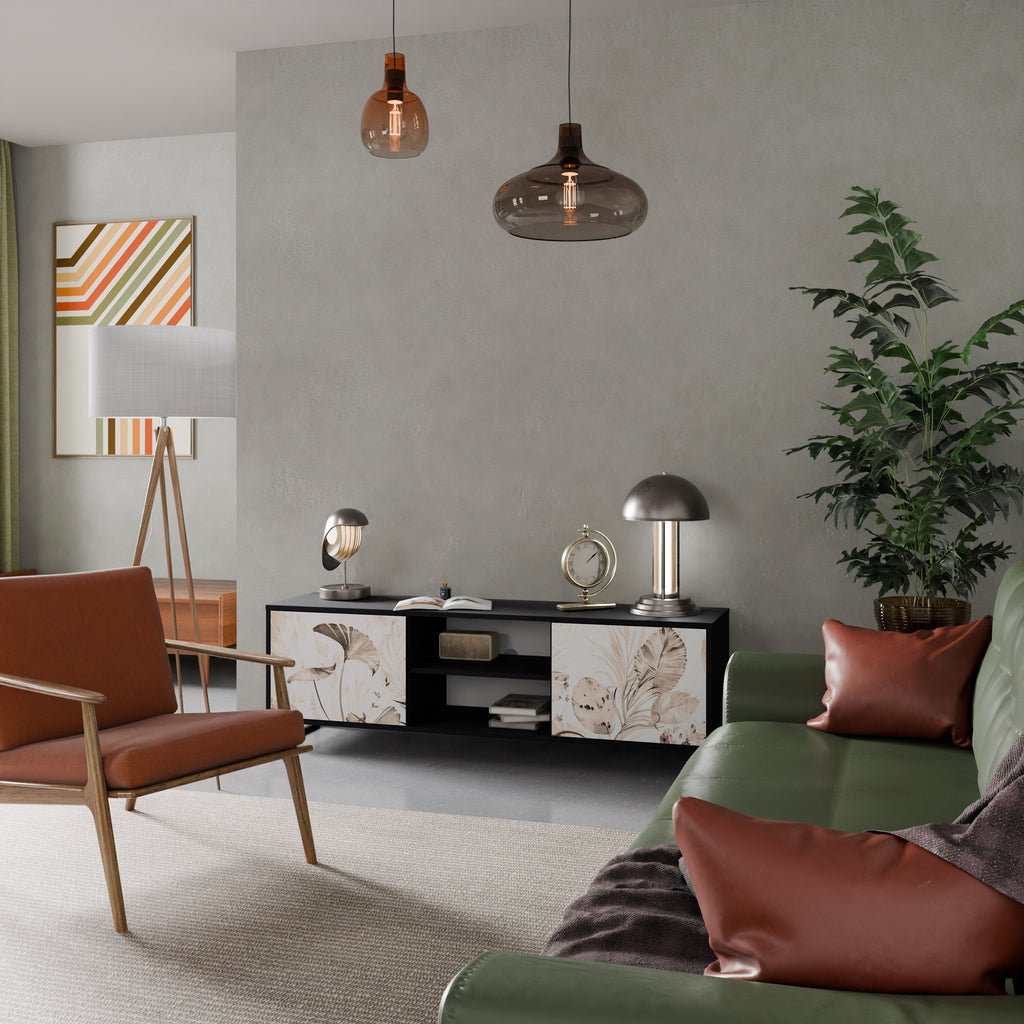 WILD TENDERNESS Móvel de TV com 2 Portas em Acabamento Preto