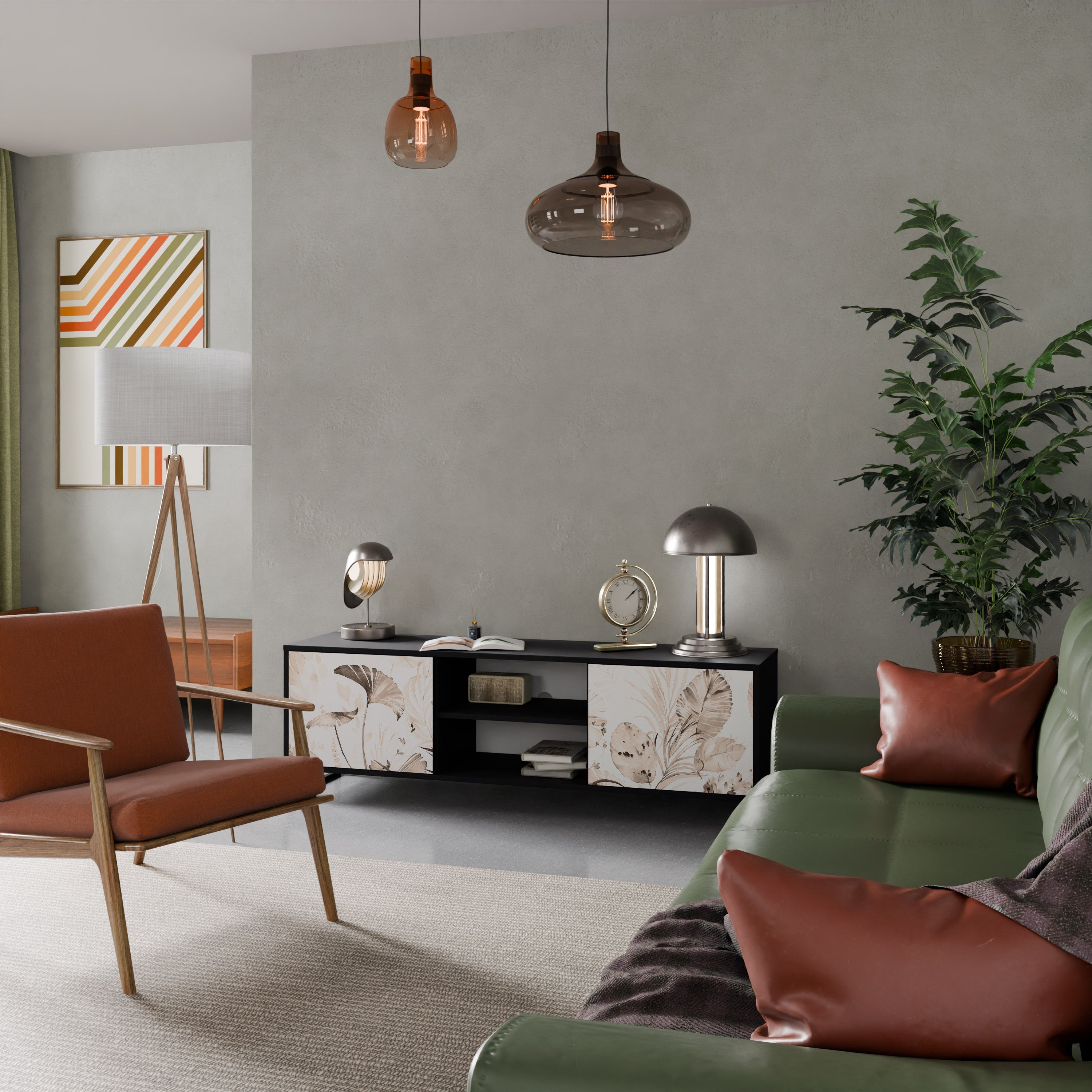 WILD TENDERNESS Móvel de TV com 2 Portas em Acabamento Preto