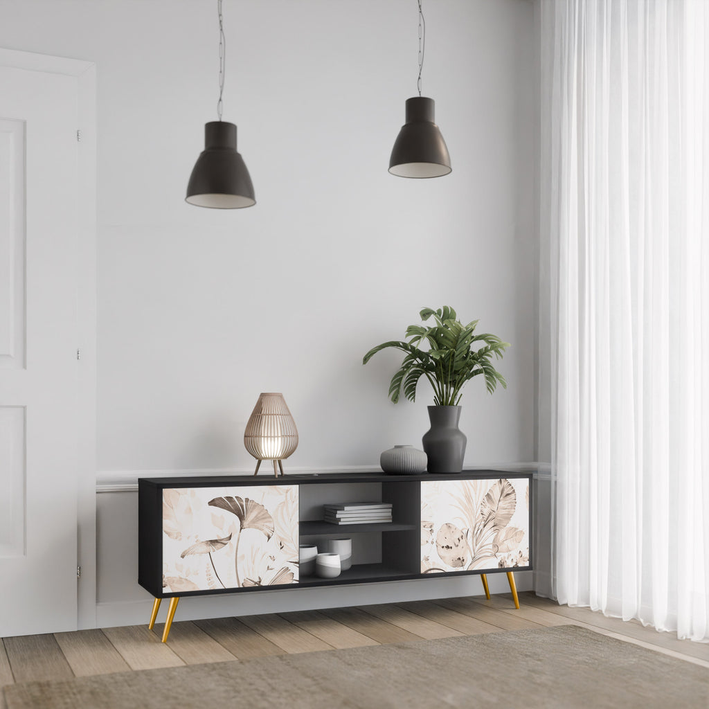 WILD TENDERNESS Móvel de TV com 2 Portas em Acabamento Preto