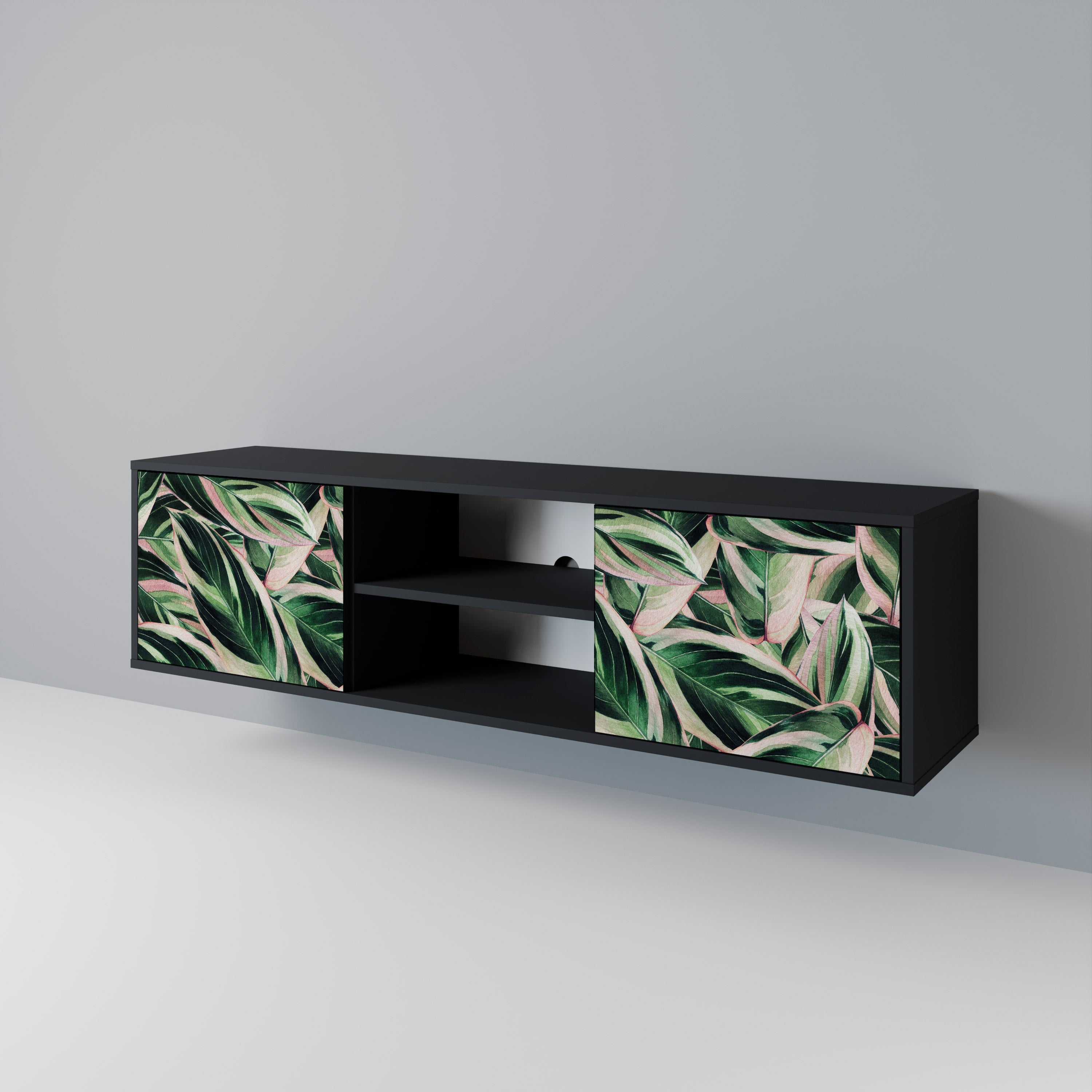 EERIE STROMANTHE Móvel de TV com 2 Portas em Acabamento Preto