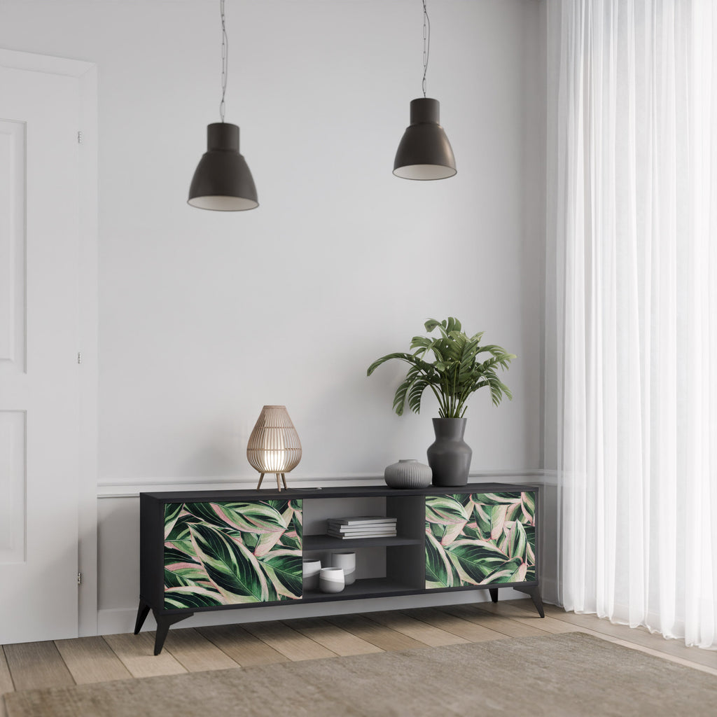 EERIE STROMANTHE Móvel de TV com 2 Portas em Acabamento Preto