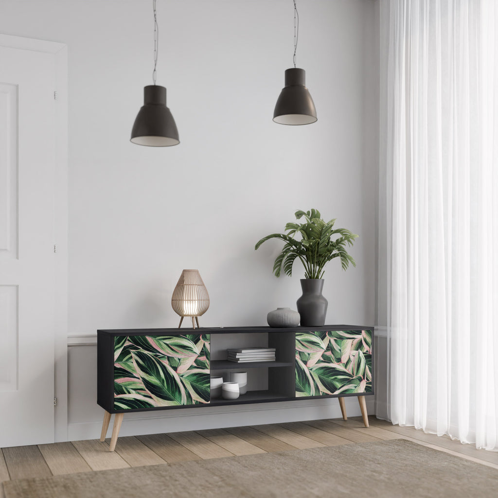 EERIE STROMANTHE Móvel de TV com 2 Portas em Acabamento Preto