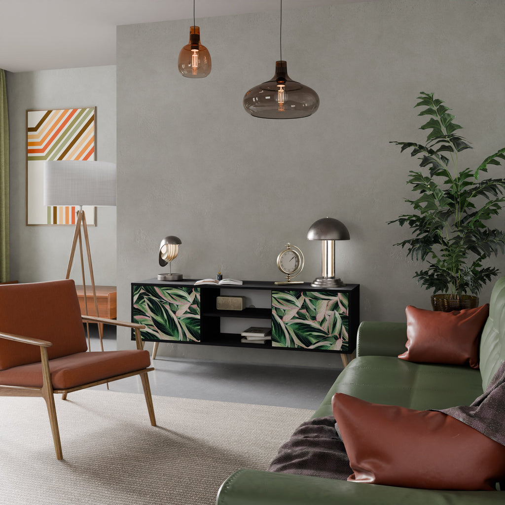 EERIE STROMANTHE Móvel de TV com 2 Portas em Acabamento Preto