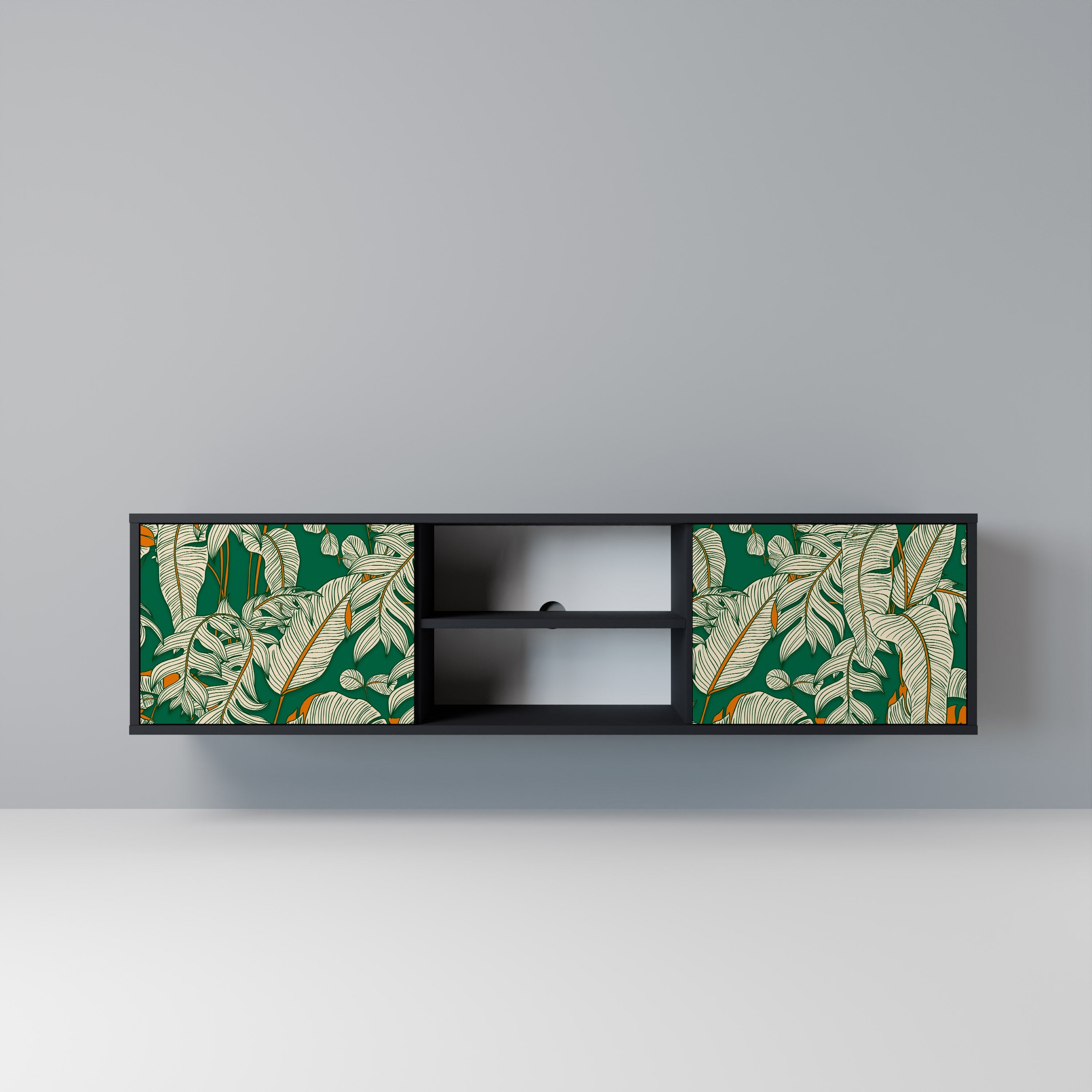 VERDANT PLEASURES Móvel de TV com 2 Portas em Acabamento Preto