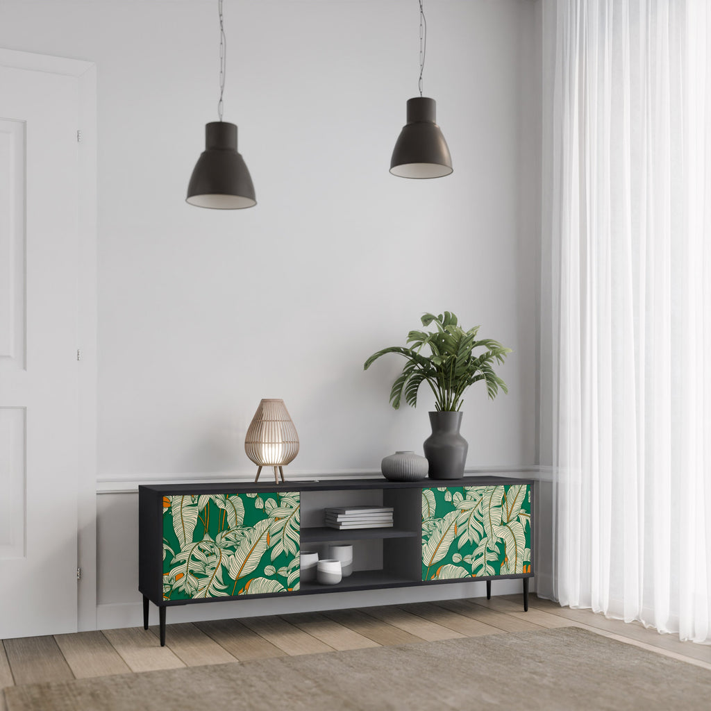 VERDANT PLEASURES Móvel de TV com 2 Portas em Acabamento Preto