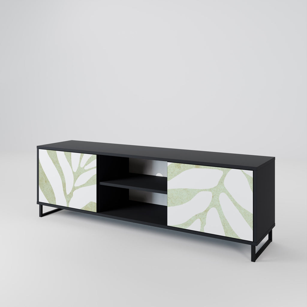 BOTANICAL SPARK 2-Door TV Stand in Black Finish