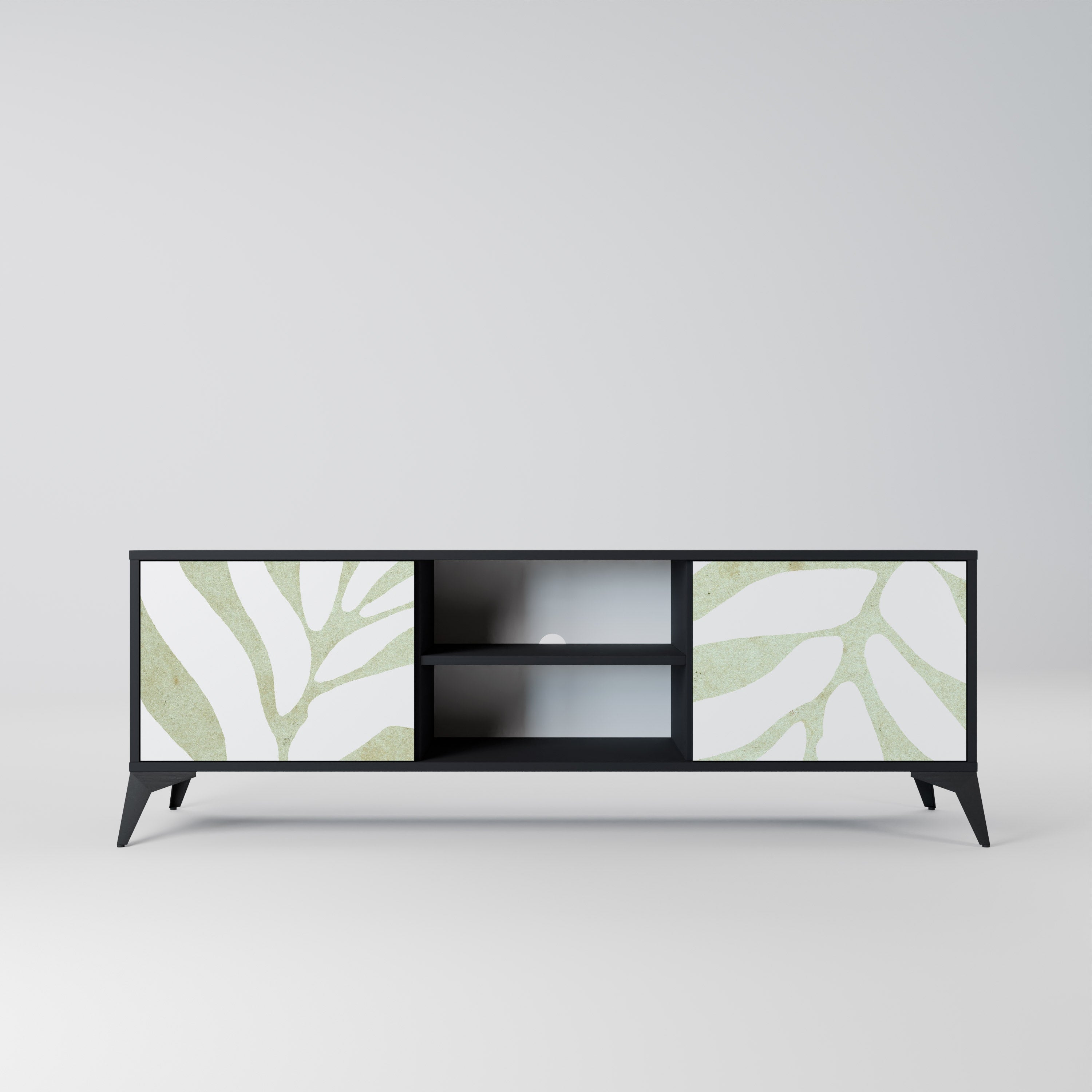 BOTANICAL SPARK Móvel de TV com 2 Portas em Acabamento Preto