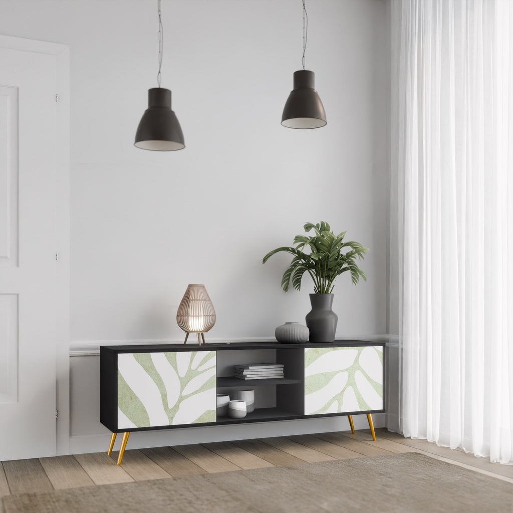 BOTANICAL SPARK 2-Door TV Stand in Black Finish