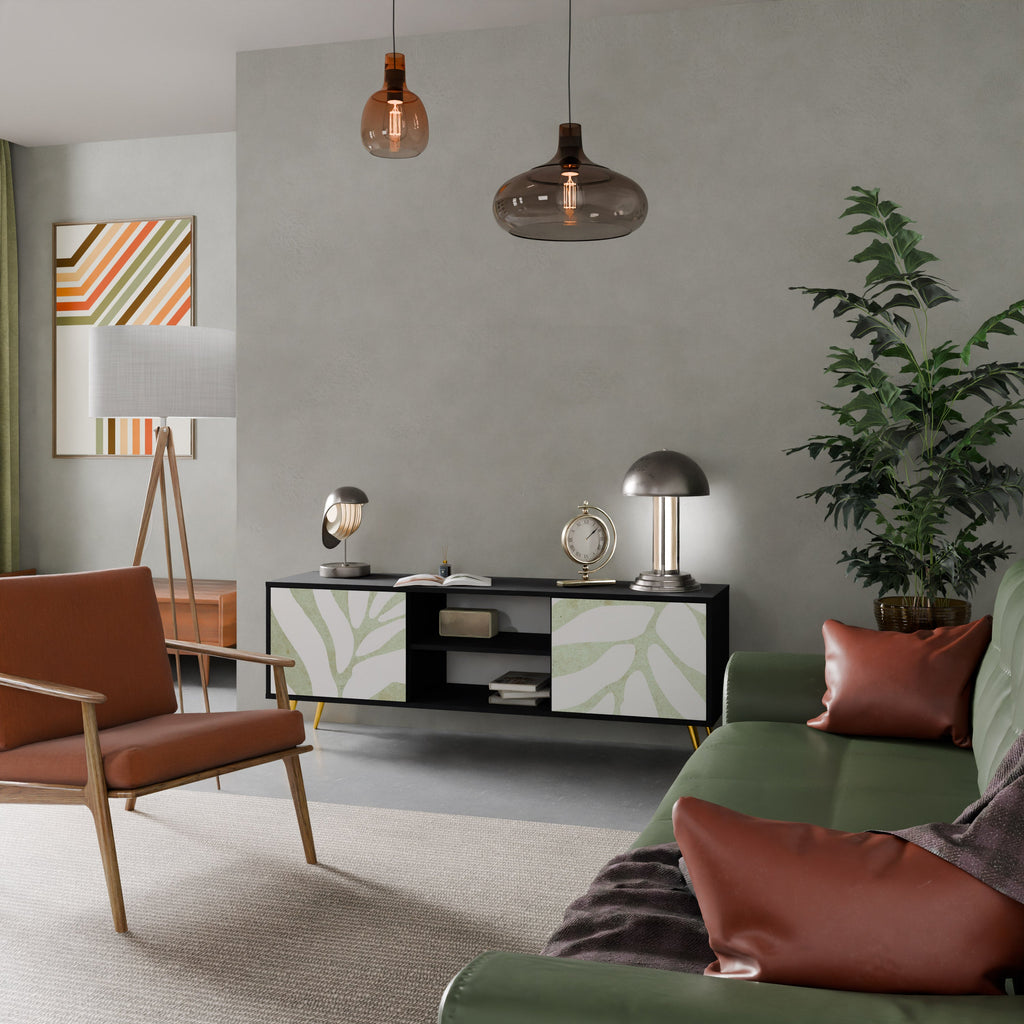 BOTANICAL SPARK 2-Door TV Stand in Black Finish