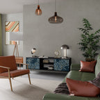 BLUE LEAVES Móvel de TV com 2 Portas em Acabamento Preto