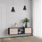 LEAVES ON BEIGE Móvel de TV com 2 Portas em Acabamento Preto