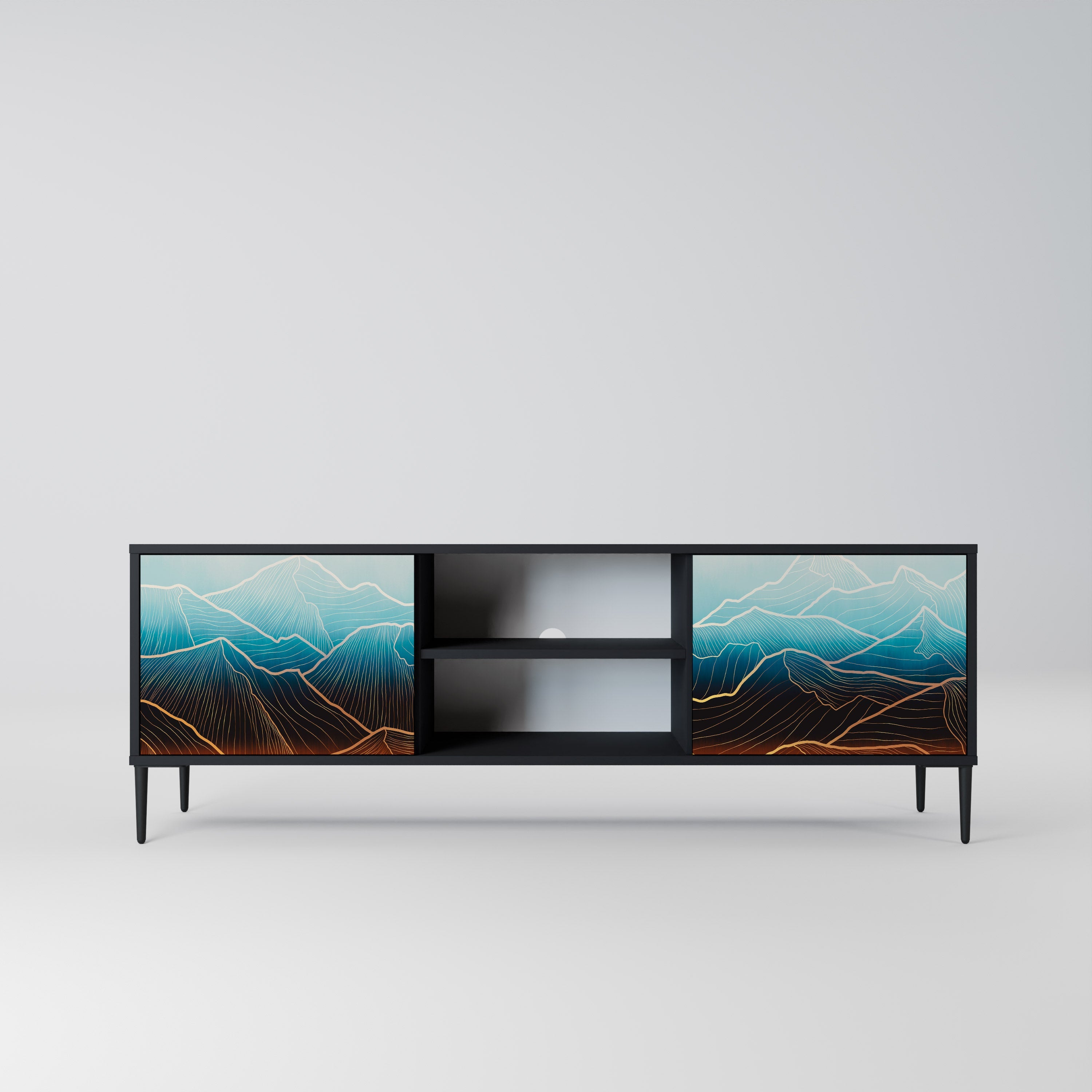 LUNAR SECRETS Móvel de TV com 2 Portas em Acabamento Preto